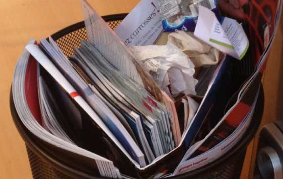 3-Column-paper-trash Paper waste at medical conference